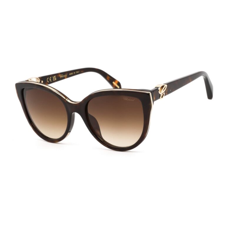 Chopard Women's Sunglasses - Shiny Dark Havana Cat Eye Shape Plastic Frame SCH317 01AY
